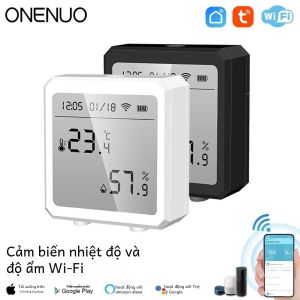 Onenuo cuộc sống thông minh Wifi Nhiệt ẩm kế cảm biến tuya Alexa Google LCD hiển thị wifi độ ẩm phát hiện nhiệt độ cảm biến
