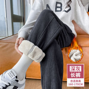 กางเกงกีฬาผ้ากำมะหยี่หนาสำหรับผู้หญิงในฤดูหนาว กางเกงขายาวแบบมีซิปและกระเป๋า สวมใส่สบาย ระบายอากาศได้ดี กางเกงขายาวผู้หญิง