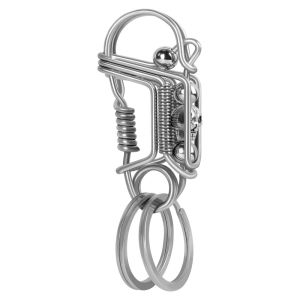 Stainless Steel Keychain Handmade Matte Round Skull Bead Charm Mechanical Car Key Ring American Mens Outdoor Trinket Style