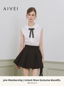 AIVEI | French Romantic Elegant Royal Style Pleated Sleeveless Shirt
