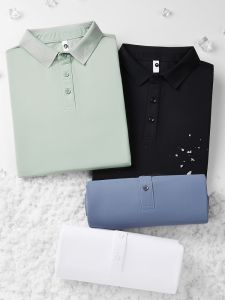 Summer Cool Short Sleeve Polo Shirt Men Comfortable Breathable Half Sleeve Solid Color Ice Silk Paul Upper Body Mens Fashion Collar T-Shirt