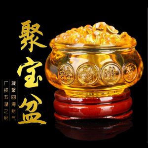 Crystal Treasure Bowl【 聚宝盆 】Ready stock 12cm聚宝盆＋元宝＋木底座＋礼盒水晶聚宝盆 聚财家居摆件 黄水晶元宝 / 開運 招財 納福 招财聚财 聚宝盆 元宝 水晶 风水 家居 办公室 开业 招财摆件 聚宝盆