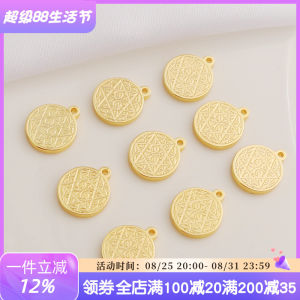 Thickened Gold Plated Titanium Steel Pendant Circle Hexagram DIY Handmade Necklace Bracelet Jewelry Accessories 10mm Six Pointed Star