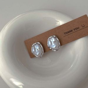 Thời Trang Kim Loại Không Đều Ngọc Trai Bông Tai Nữ Vàng/Bạc Hình Học Cá Tính Trang Sức Thanh Lịch Hợp Thời Trang Bông Tai