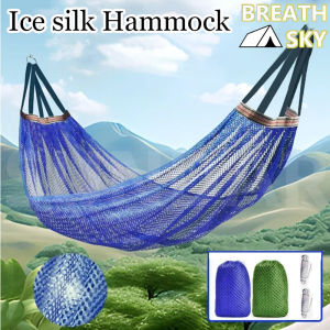 Ice Silk Breathable Hammock Outdoor Travel Camping Hiking Hammock Foldable Portable Duyan With Storage Bag Rope