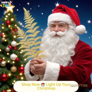 【Happy Time】6/12pcs Artificial Christmas Leaves Set 42CM Glitter PACO Leaf Ornaments for Xmas Tree Decoration DIY Crafts Wreath Garland Holiday Party Decor