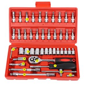 CHÍNH HÃNG - BỘ DỤNG CỤ MỞ BU LÔNG ỐC VÍT ĐA NĂNG 46 CHI TIẾT Bộ dụng cụ sửa chữa ô tô