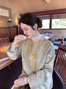 Xu Beiting Original Design Autumn Winter Retro Chinese Style Loose Short Outerwear round Neck Button Front Coat Polyester Fiber