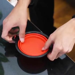 chén nhựa gấp gọn du lịch tiện lợi kèm móc khóa dành cho chó mèo - T3 PETS SHOP