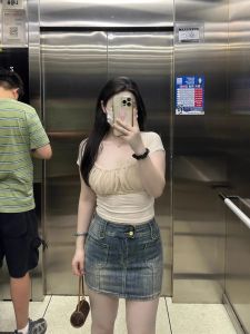 Váy Ngắn Chữ a Cạp Cao Phong Cách Mỹ Cho Nữ Mùa Xuân Hè Cỡ Lớn Dáng Quả Lê Váy Ngắn Bó Sát Váy Ngắn Chữ a Màu Trơn