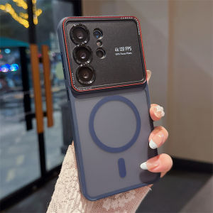 Luxury Translucent For Magsafe Magnetic Phone Case For Samsung Galaxy S25 S24 S26 Ultra Metal Camera Protection Matte Hard Cover