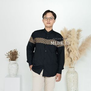 BAJU MUSLIM KOKO KOBATA KOMBINASI MOTIF BATIK - BAJU KOKO HARI RAYA LEBARAN 2025 - Bahan Katun Saku Atas dan Samping - Baju Muslim Dewasa