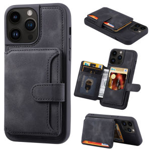 High-End Leather Phone Case Single Bottom Card Holder for  15Promax 14Plus 13 12 11 Protective Cover Stylish Stand Men Women