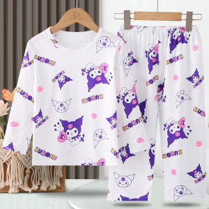 Spring and Autumn Thin Long Sleeve Kids Pajamas Cartoon Clow M Girl Childrens Boys Air Conditioning Clothes Suit Homewear
