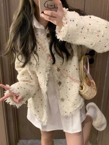 สีขาว หลวม แขนสั้น ผู้หญิง แจ๊กเก็ต ฤดูใบไม้ผลิ ฤดูใบไม้ร่วง ใหม่ สไตล์เกาหลี ขนาดเล็กคุณภาพสูงแขนสั้นแขนยาว เสื้อท่อนบน