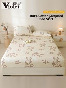 Violet | Cotton Jacquard Bed Skirt and Mattress Protector