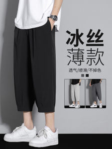 Ice Silk Thin Mens Seven-Foot Pants Summer New Quick Dry Breathable Sport Shorts Loose Casual Eight-Foot Pants