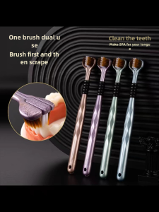 K.Three headed toothbrush 3D 360 ° surround comprehensive cleaning toothbrush High quality toothbrush Efficient cleaning Oral protective toothbrush