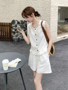 YINLUOYA | ชุดสองชิ้นฤดูร้อนสำหรับผู้หญิง ชุดทำงานสุดเก๋ไก๋ ชุดทำงานสไตล์เกาหลี ชุดทำงานลำลอง ชุดทำงานคอตั้ง