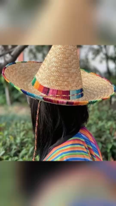 Antnlne พร้อมส่งหมวกฟางแฟนซี แต่งตัวสไตล์ cosplay หมวกฟางหัวแหลมตกแต่งสีสันสวยงามสไตล์ปาร์ตี้