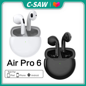 C-SAW Air Pro 6 TWS Wireless Headphones with Mic Fone Bluetooth Earphones Sport Earbuds Pro6 J6 Headset for Apple iPhone Xiaomi Huawei Oppo Vivo Samsung Infinix Realme