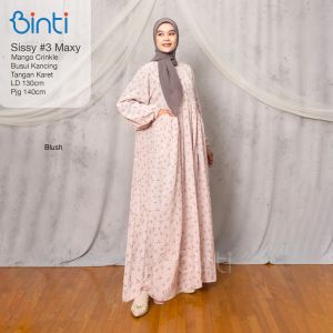 DRESS JUMBO SISSY#3 MAXY LD 130 3XL XXXL BAHAN MANGO CRINCLE By BINTI GAMIS JUMBO MOTIF BUSANA MUSLIM JUMBO