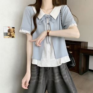 AIYITI | Elegant Fake Two-Piece Oversized Polo T-shirt