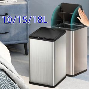 10/15/18L Automatic Sensor Stainless Trash Bin for Room, Kitchen & Bathroom