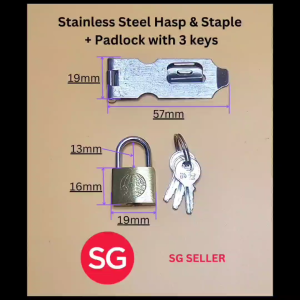 Ready Stock in SG. Stainless Steel Hasp & Staple + Padlock with 3 keys. Can install at windows  Tool Boxes  Doors  Cabinets