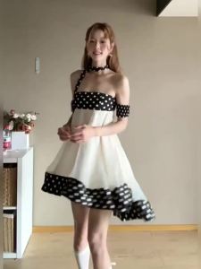 CHANGTONG | Artistic Student Bright Korean Style Small Height Suitable Short Dress