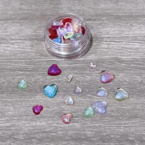 30pcs/box Kawaii Glitter Powder Heart Nail Art Decorations 3D Resin Rhinestones Charms Cartoon Crystal Accessories Manicure DIY
