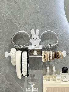 Bathroom Hairband Holder Wall Mounted Hair Clips Organizer Plastic Storage Box Cartoon Style Universal Cute Hair Accessories Rack