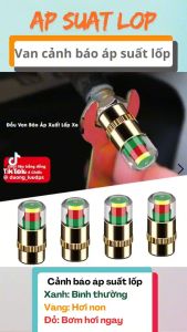 Bộ 2 cái nắp chân van cảnh báo áp suất lốp ô tô xe máy / nắp báo áp suất lốp