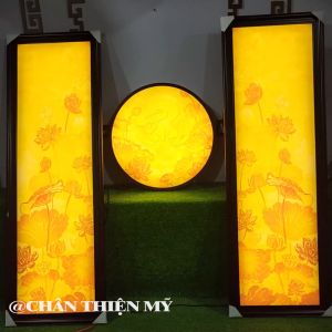 Đèn Hào Quang Phật Trúc Chỉ In Combo Đôi Tròn Chữ Phúc Trang Trí Bàn Thờ Treo Tượng CDT-03-125