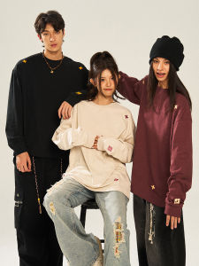 Budding Plan 25 Year New Trendy Brand Cuff Versatile Basic Embroidered Loose Long Sleeve T-Shirt Cotton Youth Casual Spring Autumn