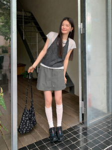 Mixd | Gray A-Line Utility Skirt