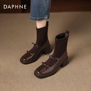 Daphne | Brown Short Elastic High Heel Boot