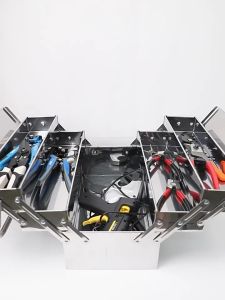 3 layer Stainless steel toolbox storage box multi-layer folding boxcar storage large folding suitcase Send Screw box Industrial grade thickened multi-functional portable toolbox