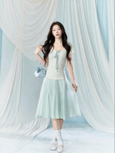 YIKEXIAOYEMEI | Chân Váy A-Line Đốm Dễ Thương Elegante