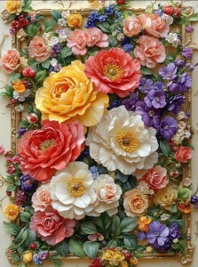 Kayou | 5D DIY Diamond Painting Kit Chinese Style Colorful Flowers Artwork Full Drill Rhinestone Mosaic Craft Kit for Home Decor Gift
