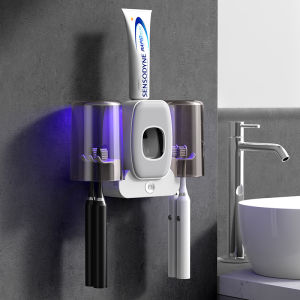 Intelligent UV Sterilization No Punch Toothbrush Holder Cup Toothbrush Sterilizer Drying Wall-Mounted Toothbrush Rack