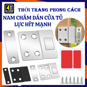 Nam Châm Hít Cửa Tự Động Lực Hút Siêu Mạnh - Bộ Nam Châm Gắn Chốt Cửa Tủ Quần Áo Ngăn Kéo Tiện Lợi - Hít Cửa Inox Không Gỉ Không Cần Khoan Kèm Keo 3m Dán Sàn Và Ốc Vít - Chặn Cửa Chống Va Đập