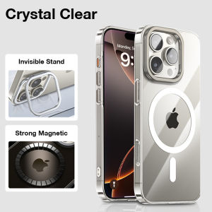 Sanptoch Cho Masgsafe trong suốt pha lê ốp điện thoại cho iPhone 16 Pro Max xuyên thấu đính kim cương Trở Lại Cứng Bìa Cho iPhone 16 Cộng Với Sang Trọng chống sốc dùng trong quân sự Vỏ bảo vệ