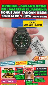 CASIO ORIGINAL - CASIO MW-620H-3AVDF - MEN NG - RESIN - Hijau - Jam dunia JD18ST # Jam Tangan Pria Jam Pria Jam Tangan Anti Air + CASIO MW-620H-3A MW 620H 3A MW-620H 620H MW620 MW620H MW-620 $ S003