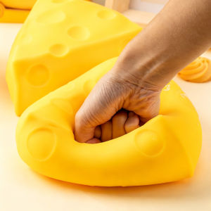 Squishy Jumbo Cheese Stress Ball Squeeze Toy Simulation Cheese Fidget Toy Slow Rebound Shapeable Venting Ball for Adult Gifts