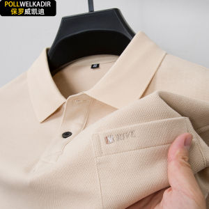 Loose Long Sleeve Cotton Polo Shirt for Men with Pocket Autumn Top Dad Casual Wear Pure Cotton Mid-aged Mens T-shirt