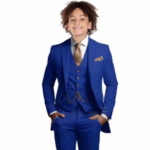 3 Piece Pink Boys Suit Fashion Design Jacket Pants Vest Wedding Kids Tuxedo Formal Graduation Outfit Stage Performance Suit
