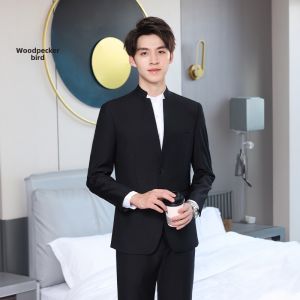 TUCANO Wooden Duck Mens Slim Fit Chinese Style Wedding Groomsmen Suit Stand Collar New Bridegroom Traditional Ceremony Clothing