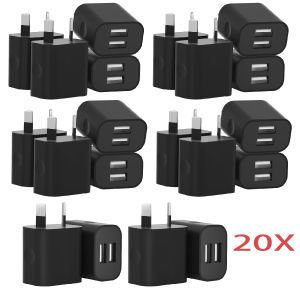 Cổng USB Kép 5V 2A Bộ Chuyển Đổi Nguồn Du Lịch Di Động Màu Đen Bộ Sạc Tường AU Ổ Cắm Úc Cho Điện Thoại Di Động