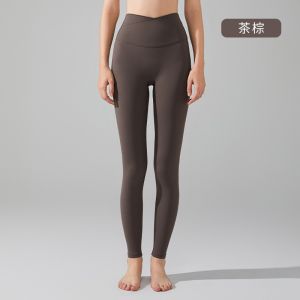 Cross Waist Pocket Yoga Pants Womens Training Fitness Running Tight Fit Breathable High Waist Sweat Wicking Sport Trousers